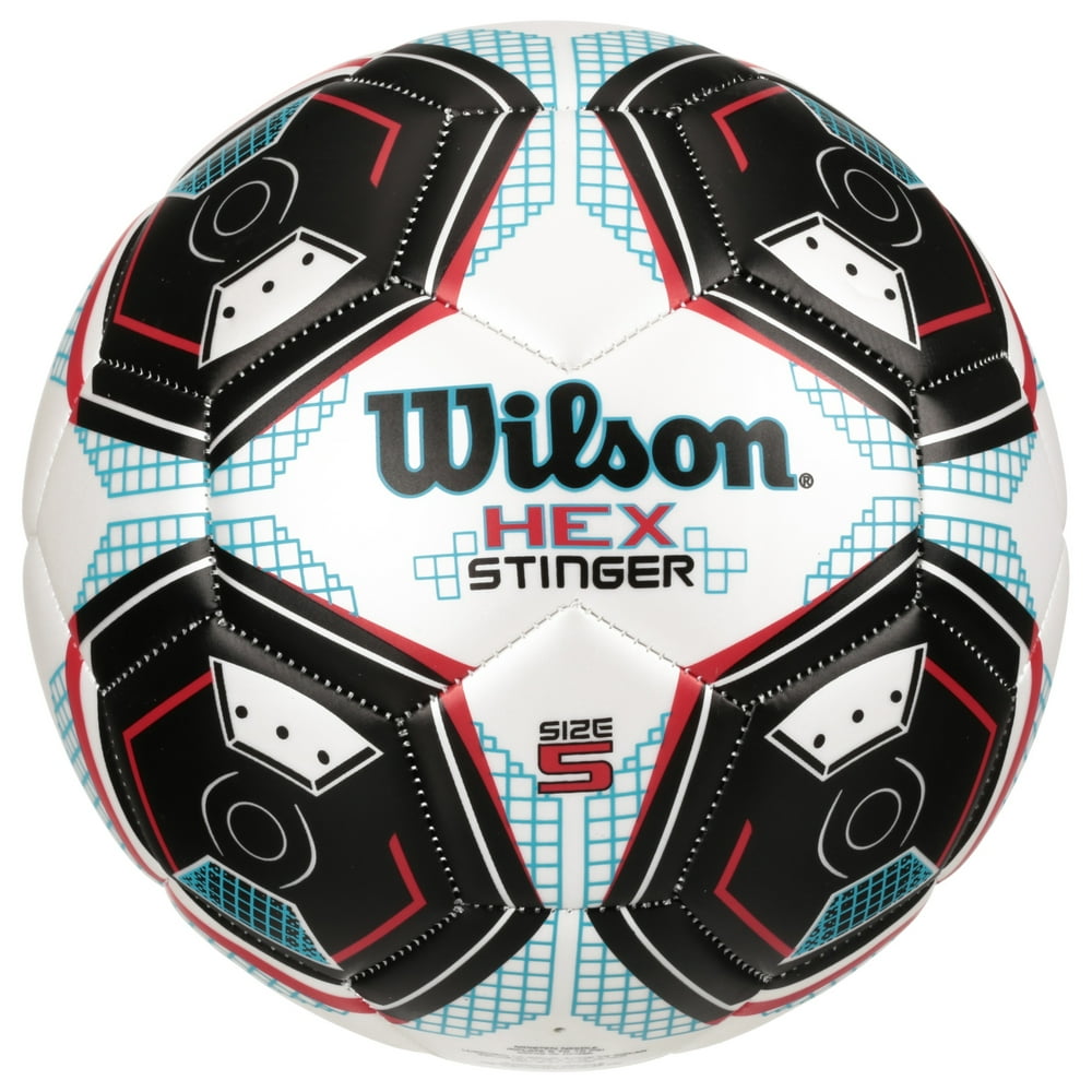 Wilson Hex Stinger Soccer Ball, Size 5, Black, Blue and White