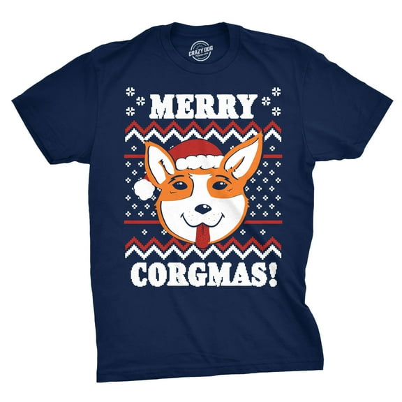 Mens Merry Corgmas T shirt Funny Corgi Graphic Dog Ugly Christmas Sweater Tee Graphic Tees