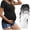 Black + Deep Gray + Light Gray + White, variant on 3 Pack Maternity Shirts Side Ruched Pregnancy Tee Tops V Neck Short Sleeve Postpartum Clothes