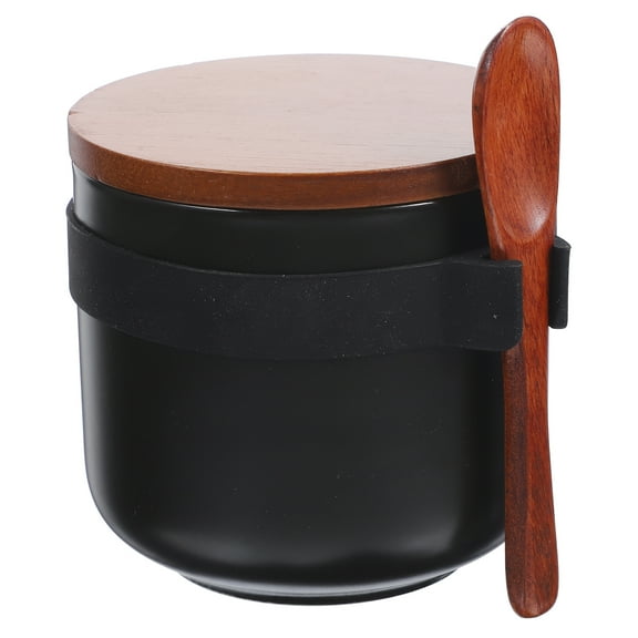 HOMEMAXS Ceramic Spice Jar with Lid and Spoon 1 Set Food Grade Ceramic Storage Canister for Kitchen Seasoning