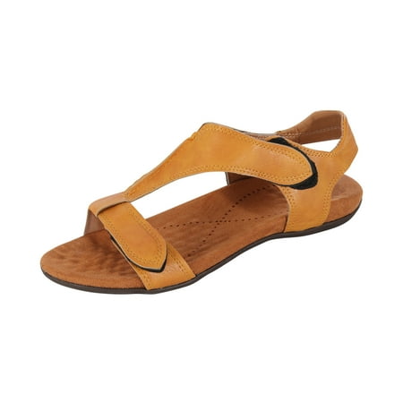 

Yoslce Women s Sandals Summer Ladies Flat Heel Slippers Sandals Casual Women s Shoes Yellow 40