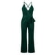 thumbnail image 2 of Mono de mujer de color liso con cuello halter en V y cordones - Conjunto informal elegante para fiesta/día a día - Tejido elástico, 2 of 5