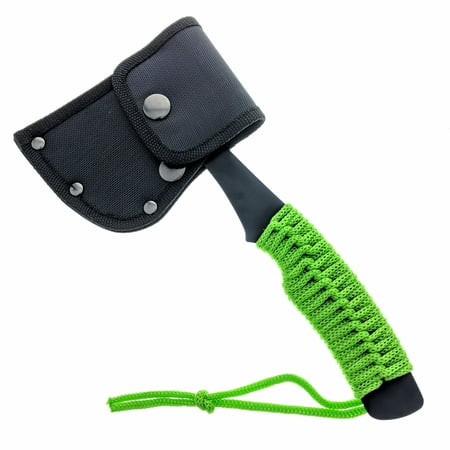 Ultra Lightweight Camping Micro Axe Hatchet Green Paracord Wrapped
