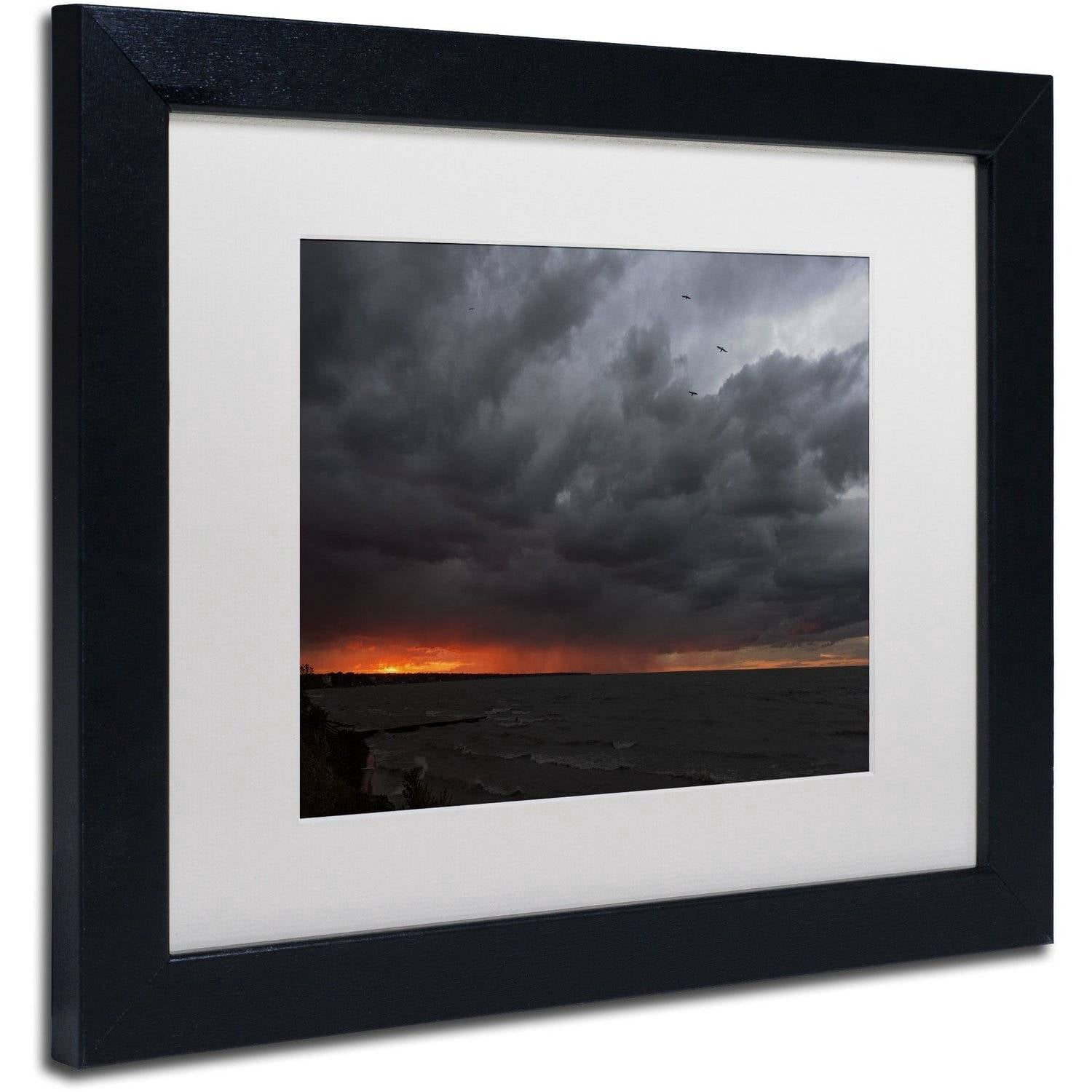 Trademark Fine Art "Stormy October Sunset" Canvas Art by Kurt Shaffer, White Matte, Black Frame