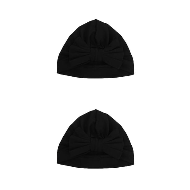 sweethay Gorro de bebé recién nacido, gorro cálido para bebé, gorros a rayas, gorros suaves de para niñas, gorros con lazo para recién Negro 2Conjunto