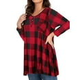 thumbnail image 3 of LilyLLL Plus Size Womens Long Sleeve Buttons Tunic T Shirt Christmas Plaid Blouse Tops, 3 of 4