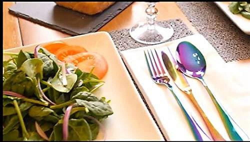 Elegantoss 24pcs Stainless Steel Iridescent Flatware Tableware Rainbow colored Cutlery Set in attractive Black Gift Box (Multicolored)