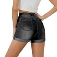 thumbnail image 6 of Jean Shorts Womens, Audhol Women's Ripped Pocket Jeans with Rolled Edge Casual Shorts Shorts for Women Trendy Black S, 6 of 6