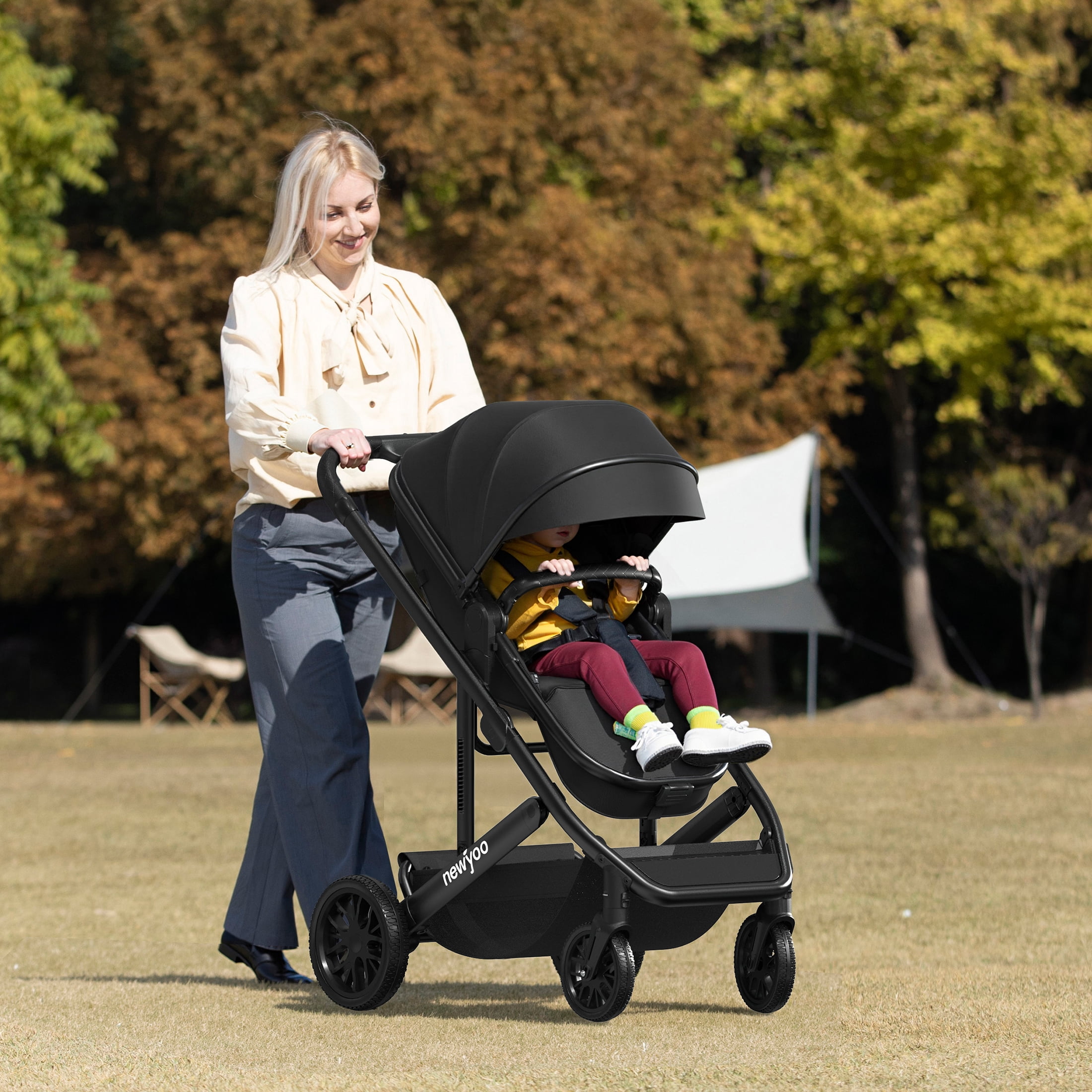 newyoo Infant Stroller, Nestro 516M, Convertible Infant Strollers w Reversible Seat & Cup Holder, 2-in-1 Rear-Facing Pram from Newborn to Toddler, Grey