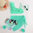 thumbnail image 6 of Confree For Girls Summer 3 Piece Swimwear Graphic Print Bathing Suits Holiday Soft Casual Toddler Girls Swimsuit Size 9-10 Years Green, 6 of 6