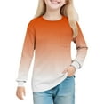 thumbnail image 2 of Sweatshirt Girls Long Sleeve Crewneck Jumper Kids Plain T Shirt Sweater Toddler Outdoor Clothes Pullover Fall Winter Casual Tops Orange 13-14 Years, 2 of 7