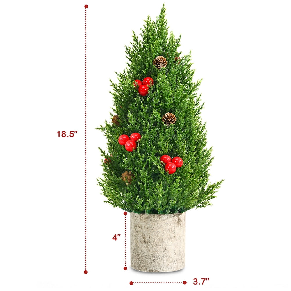 Kepooman 18.5" Tabletop Artificial Mini Christmas Tree | Includes 170 PE Branches & Pulp Stand