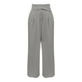 thumbnail image 5 of JJHGVB Palazzo Pants High Waisted Pants High Waisted Side Pocket Straight Leg Work Pants Women's Fashionable High Waist Zipper Casual Pants Suit Pants Wide Leg Pants Woman Flowy Pants Gray L, 5 of 6