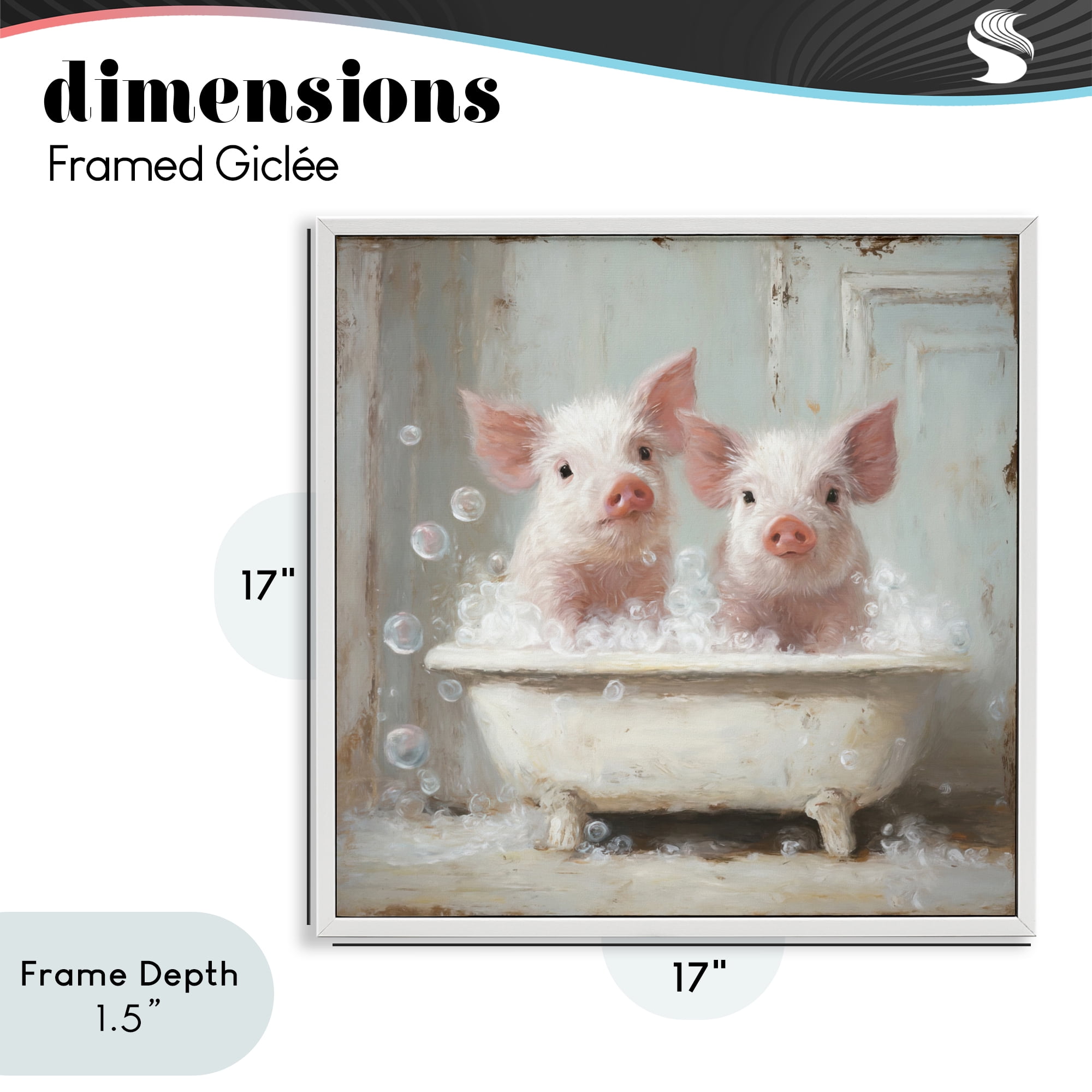 Stupell Industries Piglet Bubble Bath White Framed Giclee Art, design by Tina LeCour