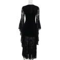 thumbnail image 5 of IWRICH Women's Gothic Velvet Lace Patchwork Maxi Dress Sheer Lace Sleeves Long Bell Dresses Chain V-Neck Halloween Party Outfits Black L, 5 of 9