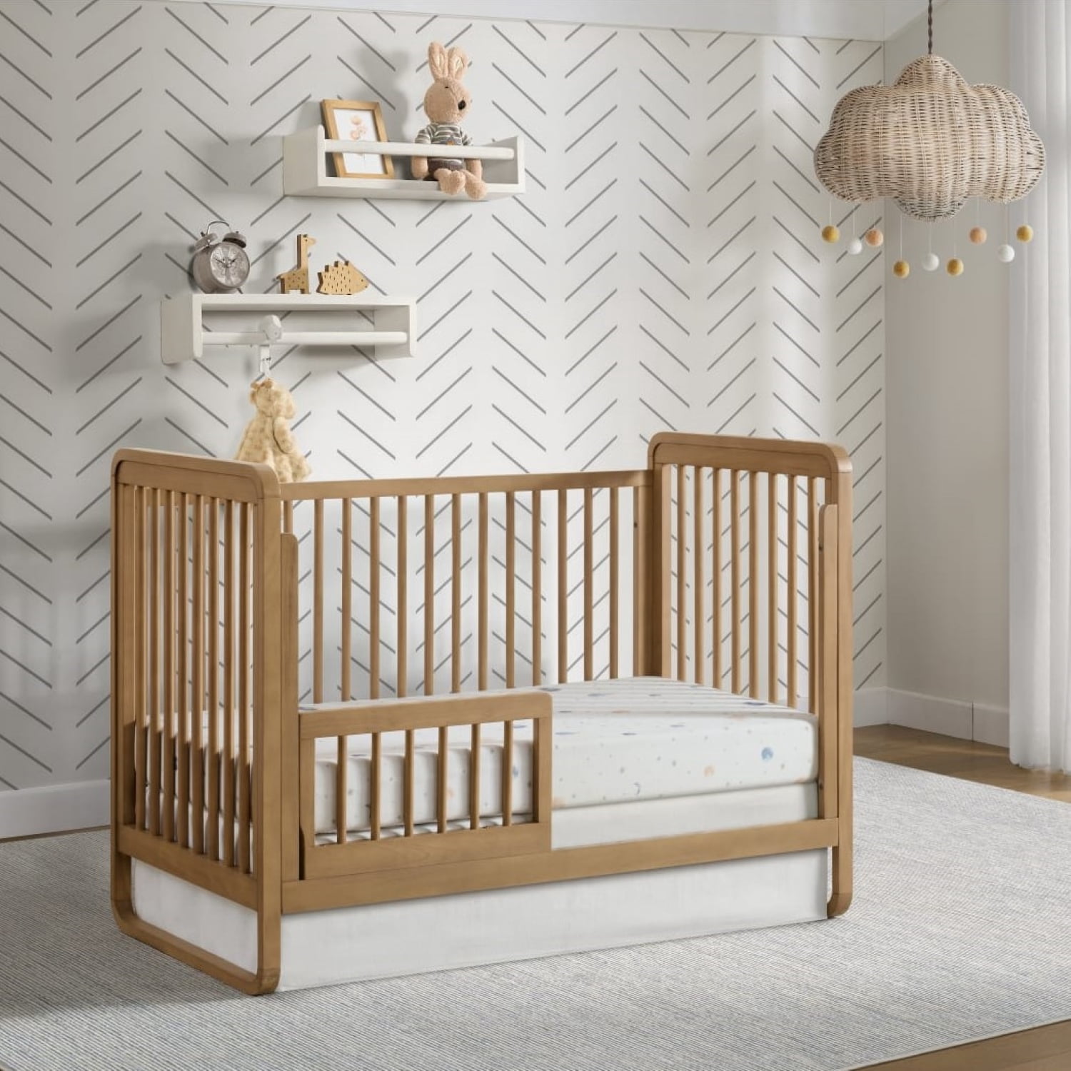 Oxford Baby Braxton Convertible Island Crib Honey Wood