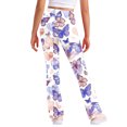 thumbnail image 6 of Odeerbi 2-13 Years Kids Girls Wide Leg Yoga Pants Butterfly Print Workout Dance Athletic Sports Pants Cute Elasticity High Waist Straight Leg Pants, 6 of 9