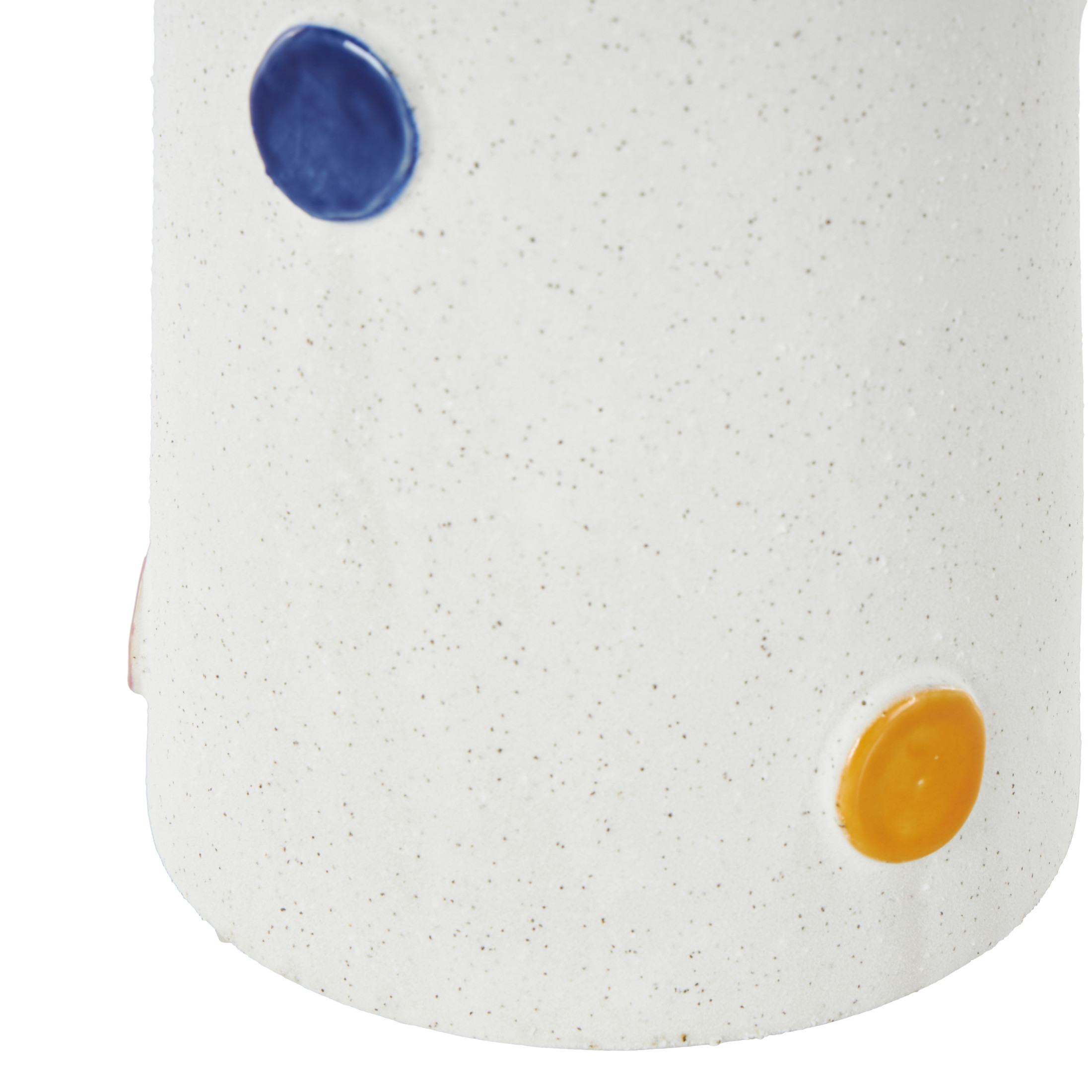 DecMode 16" Slim Cone White Ceramic Vase with Multicolor Spots and Handles