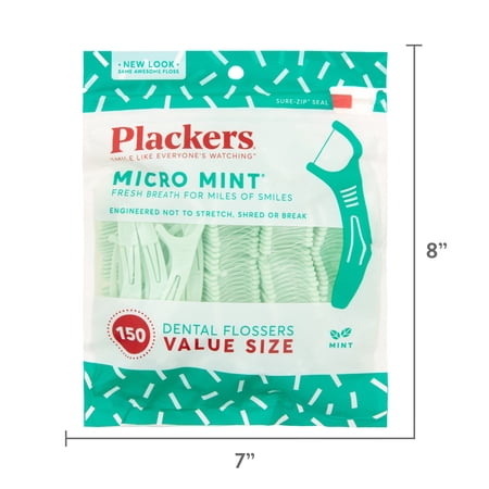 Plackers Micro Line Dental Floss Picks, Fold-Out FlipPick, Tuffloss, Fresh Mint Flavor, 150 Count