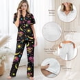 thumbnail image 4 of TSOVTHRID Skull Sun Moon Star Print Women's Pajama Sets Short Sleeve Pjs with Long Pants Soft Sleepwear Sets Button Down Womens Lounge Set, Size L, 4 of 7