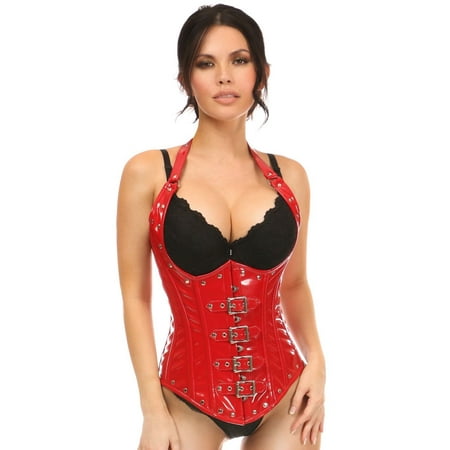 

Top Drawer Steel Boned Red Patent PVC Vinyl Underbust Corset Top