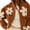 Caramel Color, variant on Womens Floral Print Fleece Jackets Winter Zipper Cropped Coat Casual Long Sleeve Outwear with Pockets Blue S