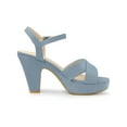 thumbnail image 3 of BLISSFUL STEP Women's Fashion Platform Strap Slingback Chunky Heel Open Toe Sandals Haze Blue 7.5, 3 of 8