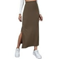 thumbnail image 3 of Women Half Dress, Solid Color Spring Fall Summer Street Casual Party Split Hem High Waist Skirt, 3 of 6
