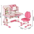 thumbnail image 3 of YNCE Kids Study Table and Chair Set, Adjustable Art Desk Girls Desk for Bedroom, Study Table with Large Writing Board Bookshelf and Drawer, 3 of 8