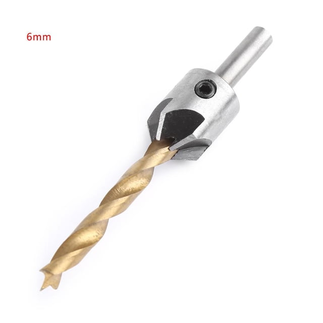 Juego De Brocas Avellanadoras De 5 Flautas Con Llave Hexagonal, Taladro De Acero Al Carbono Para Perforación Rápida De Plástico Y Madera Blanda