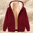 thumbnail image 4 of GaThRRgYP Chic Women's Winter Fluffy Coat,Women's Fashionable Printed Fleece Hooded Sweatshirt Jacket Wine XXXL, 4 of 8