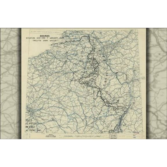 16x24 Poster; Map Jan 7, 1945 Battle Of The Bulge