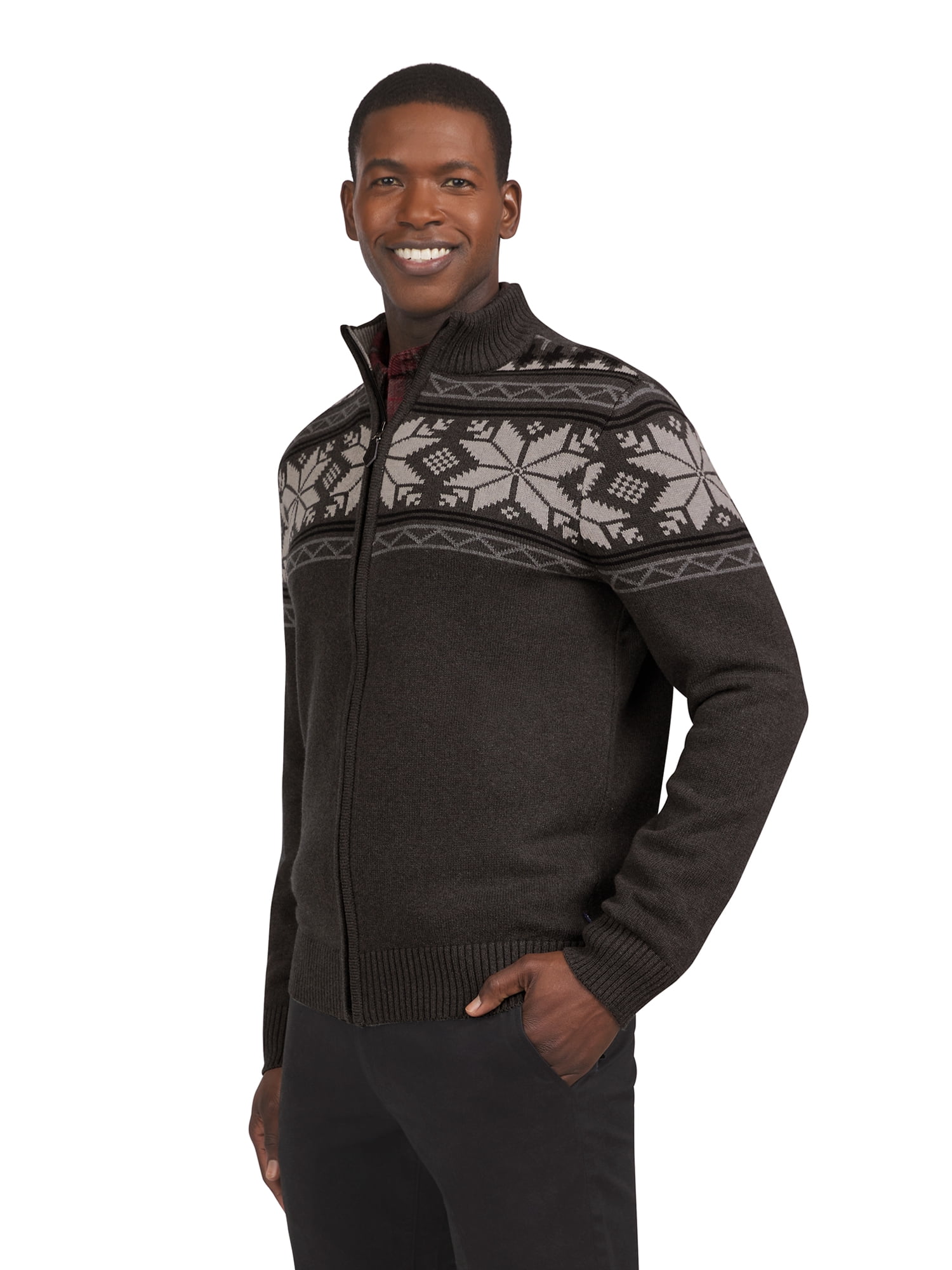 Chaps Men's & Big Men's Full Zip Holiday Sweater, Sizes S-2XL