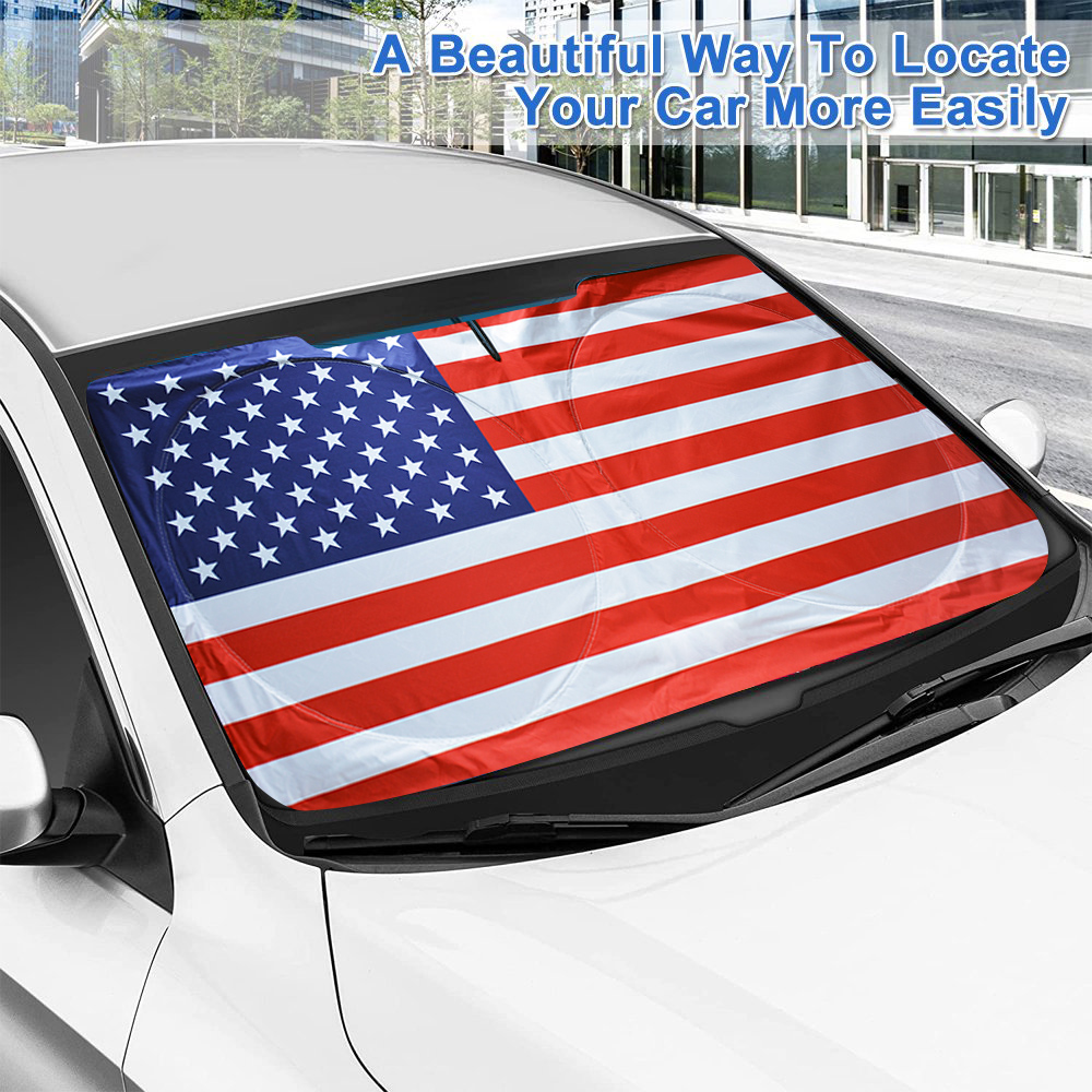 Homeya Car Sun Shade with American Flag Design, 59"x33.4" photo 2