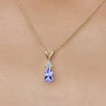thumbnail image 3 of Gem Stone King 14K Yellow Gold Blue Tanzanite and White Lab Grown Diamond Pendant Necklace for Women | 0.72 Cttw | Gemstone December Birthstone | Pear Shape 7X5MM | With 18 inch Chain, 3 of 6