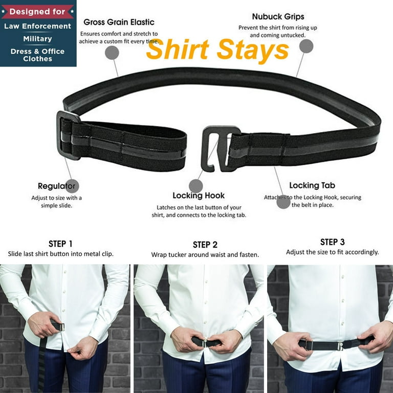 Adjustable Near Shirt-Stay Best Shirt Stays Black Tuck It Belt