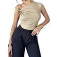 thumbnail image 2 of Women'S Off the Shoulder Tops Mental Elegant Asymmetrical Dressy Top Going Out Outfits Color XS, 2 of 9