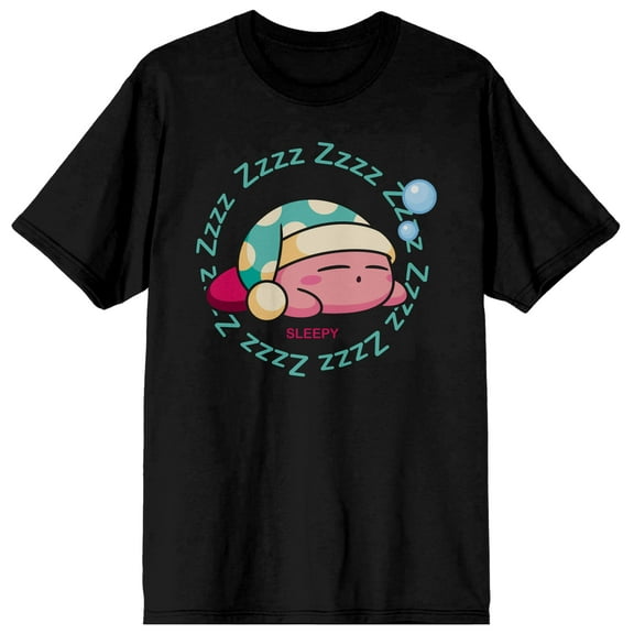 Kirby Sleepy Kirby Crew Neck Short Sleeve Men's Black T-shirt-4XL