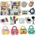 thumbnail image 1 of Busy Board Montessori Baby Toys Learning Basic Skills Fine Motor Training Latch Lock Toys Toddler Cognition Sensory Toy heqiyong LED, 1 of 2