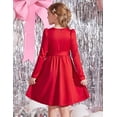 thumbnail image 4 of Arshiner Girls Dresses Puff Long Sleeve Fall Winter Formal Party Belted Dress with Pockets, 4 of 6