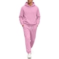 thumbnail image 3 of Dwelliawo Sweatsuits for Men 2 Piece Heavyweight Solid Color Casual Hoodie Joggers Sport Pants Set Fleece Fall Suits with Pockets Pink 2XL, 3 of 6