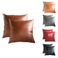 thumbnail image 3 of BallsFHK 2pc Faux Leather Cushion Covers Throw Pillowcase Sofa Home Decor Solid Color, 3 of 3