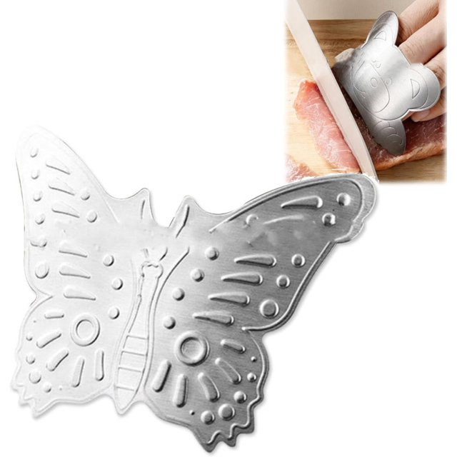 Finger Guard Kitchen Hand Protector, Finger Protectors for Cutting,Stainless Steel Knife Ring Metal Cutting Safe Protector, Cooking Safety Slice, Slicing Dicing Chopping Tool Gadget (Butterfly