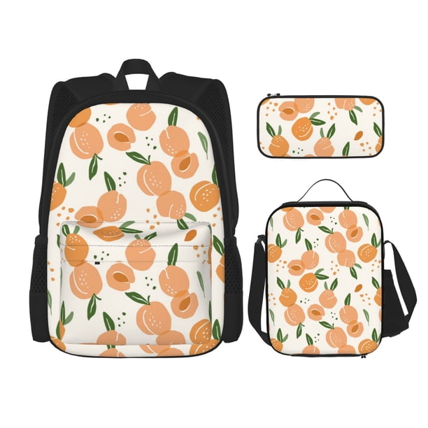 Balery Peaches Mochila Escolar 3 en 1 para Niños - Mochila Resistente con Lonchera Térmica y Estuche - Mochila Escolar para Niños y Niñas