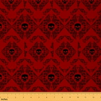 jejeloiu Damask Floral Fabric by the Yard 3 Yards,Gothic Halloween Skull Sewing Fabric,Orange Black Jacquard Fabric for Sewing For Boys,Breathable Bedroom Decorative