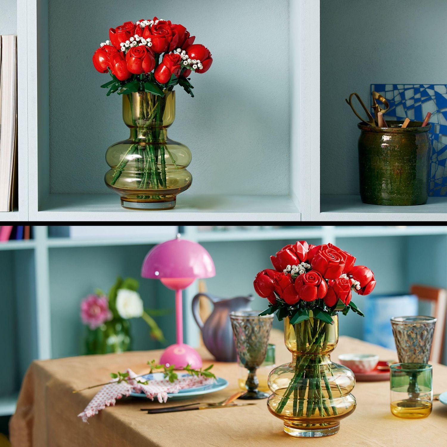 LEGO Botanicals Le bouquet de roses; fleurs artificielles de couleur rouge 10328 Comprend 822 pièces, 18+ ans