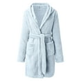 thumbnail image 3 of Hvyesh Womens Hooded Bathrobe Fleece Robe Super Soft Plush Robe Velour Bathrobe, 3 of 5