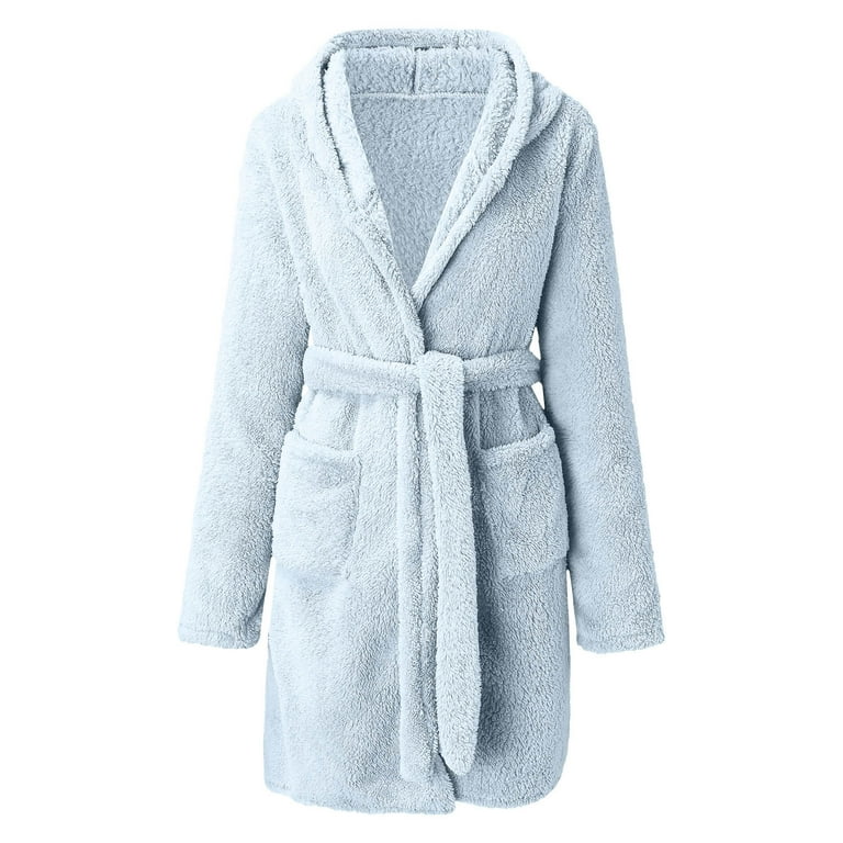KBODIU Womens Fleece Warm Robe Nightgowns, Solid Soft Long Sleeve Faux  Velvet Sleepwear, Winter V-Neck Cozy Fluffy Short Bathrobe, Plush Night  Dressing Robes for Women with Pokets S-5XL - Walmart.com