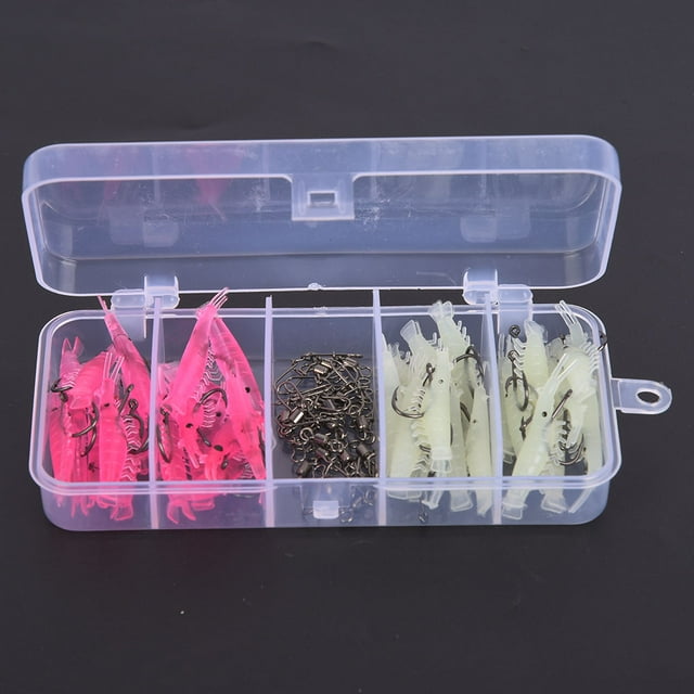 Bass Fishing Lures,T0055 60PCS Soft Plastic Soft Lures Shrimp Bait Set Fishing Tackle Accessory Maximized Efficiency