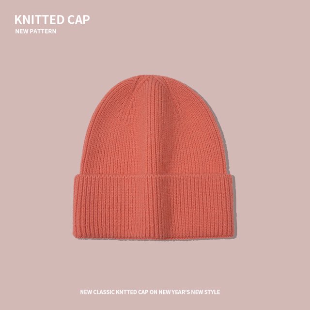 LinYooLi Hat Girl Autumn And Winter Wool Hat High -Quality Solid Color Warming Ear -Cold Hat Korean Version Of Face Faces, Small Couple Tide Knitted Hat